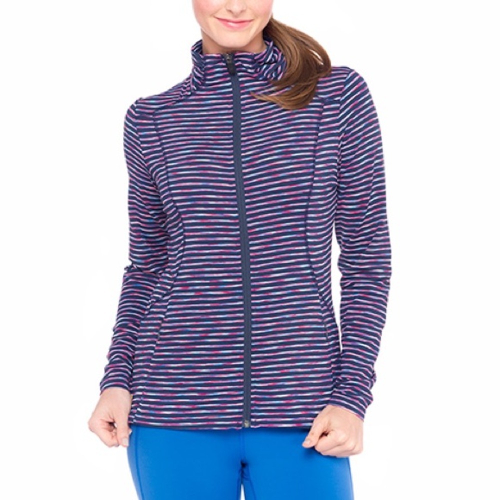 Lole Purple Striped Essential Zip Up Active Wear Cardigan Medium